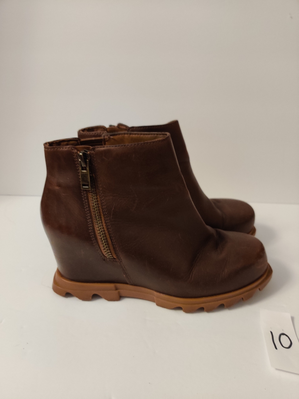Sorel Brown Leather Wedge Ankle Boots 8